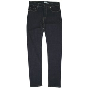 Brooksfield Jeans Uomo Original Slim Tapered Trouser Plain Stretch 100% Cotone Blu Scuro - Blu Scuro - 36