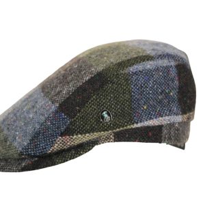 City Sport Berretto Uomo Donegal Tweed 100% Lana Quadrettato Invernale Verde/Grigio/Marrone - 56