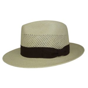 Panizza Cappello Uomo Paglia Panama Hat Hand Brisas TR Natural Manifattura Italiana - Beige - S