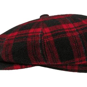 Stetson Hatteras Berretto Uomo Pregiato Unisex 100% Lana Coppola Cappello Rosso Nero a Scacchi MO-22008816 - L