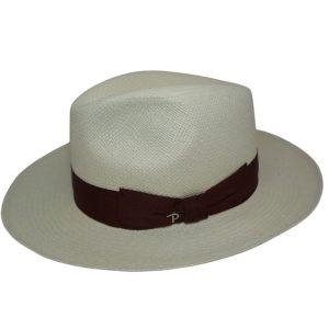 Panizza Cappello Paglia Quito Brisas Fine Quality Toquilla Bianco/Bordeaux (Made in Italy) - 58