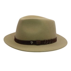 Panizza Cappello Uomo Beige Fine Quality Hand Crafted 100% Lana Waterproof - 58