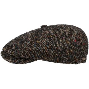 Stetson Coppola Hatteras Colour Dots Uomo Cappellino Lana Berretto Piatto con Visiera Fodera Autunno Inverno - Grigio - 55