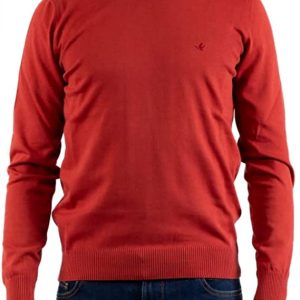 Brooksfield Pullover Uomo in Cotone Sweater Crew Neck Marrone Pachino - 48