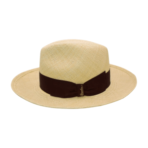 Borsalino Cappello Uomo Panama Quito Tesa Larga Cinta 100% Paglia - Beige - 57